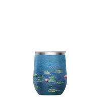 12 oz Stemless Wine Tumbler - Monet "Water Lilies" - Silver Rim