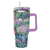 30 oz Tumbler - Monet "Garden at Giverny" - Silver Rim