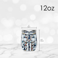 12 oz Stemless Wine Tumbler - Frank Lloyd Wright "Waterlilies" - Silver Rim