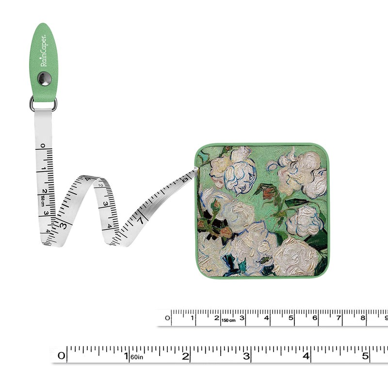 van Gogh "White Roses" Compact Retractable Tape Measure – Dual-Sided, 60"/150cm