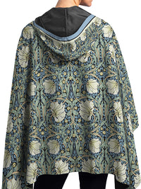 William Morris Pimpernel & Black Reversible Rain Cape Poncho – Hooded Womens Wrap