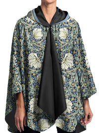 William Morris Pimpernel & Black Reversible Rain Cape Poncho – Hooded Womens Wrap