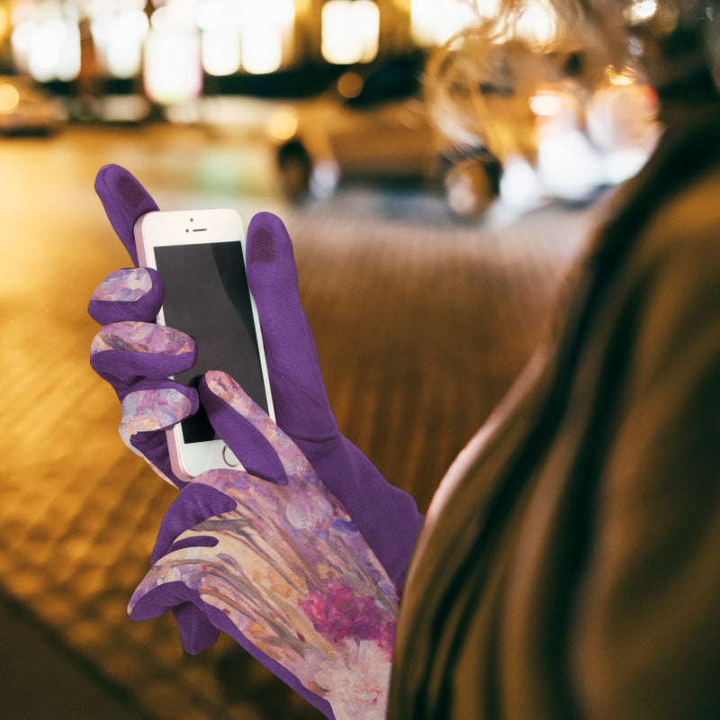 Fine Art Tiffany Peonies and Iris Womens Touch Screen Gloves - One Size Fits All