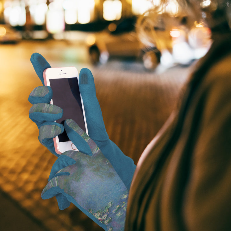 Fine Art Monet Water Lilies Womens Touch Screen Gloves - One Size Fits All