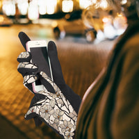 Fine Art Tiffany White Magnolia Womens Touch Screen Gloves - One Size Fits All
