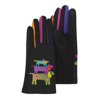 Laurel Burch "Dog Tribe" Womens Touch Screen Gloves - One Size Fits All