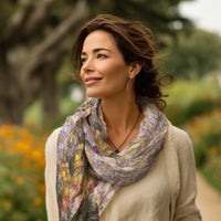 Tiffany Peonies & Iris   Silk Blend Shawl – Lightweight Dressy Wrap for Women