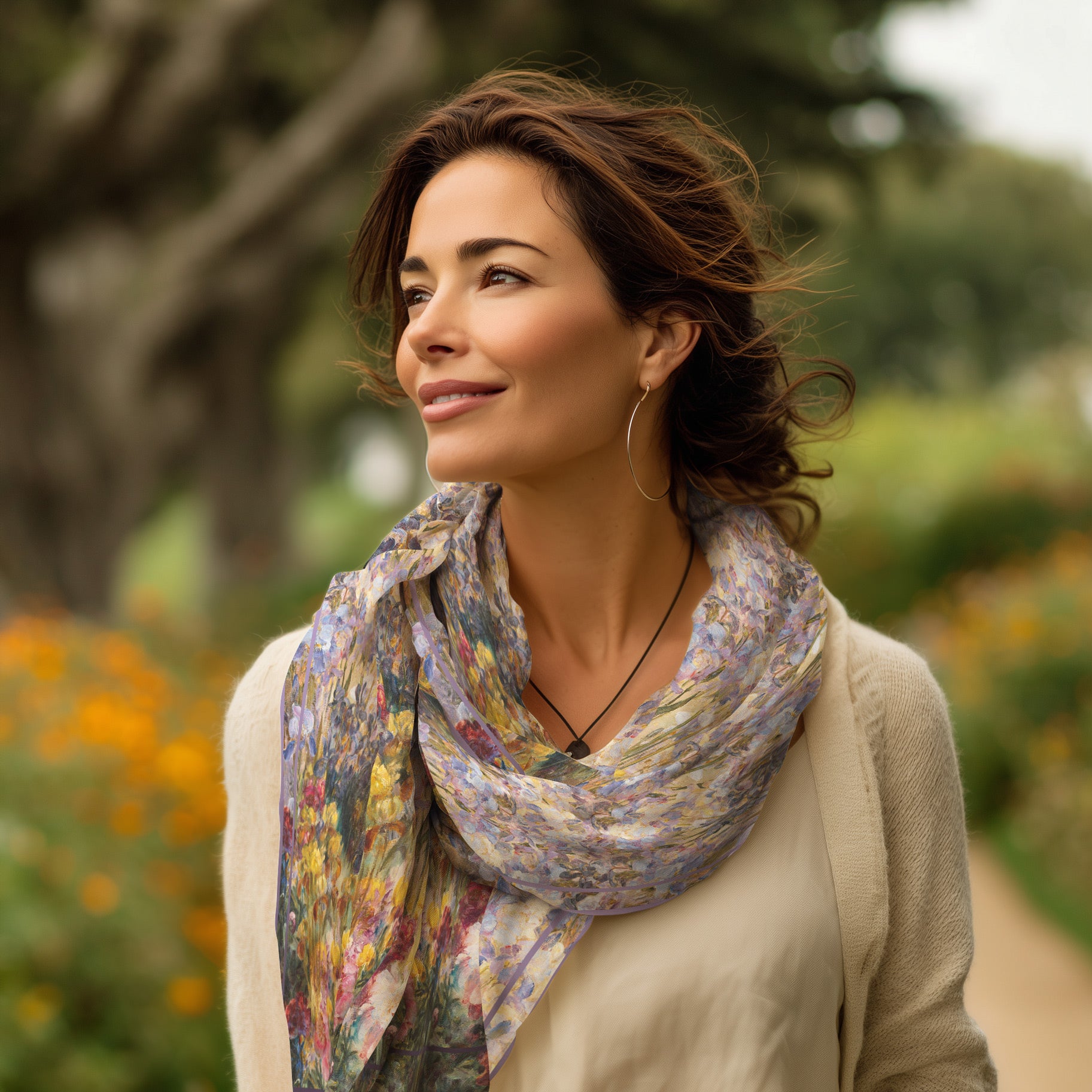 Tiffany Peonies & Iris   Silk Blend Shawl – Lightweight Dressy Wrap for Women