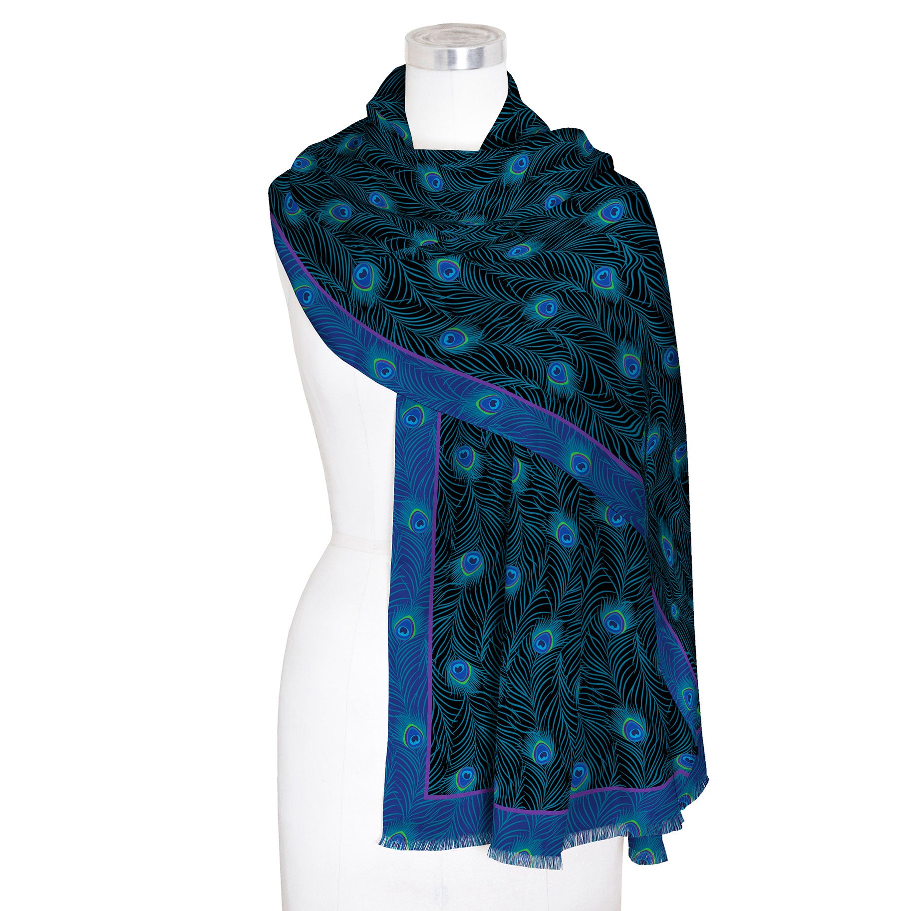 Peacock Silk Blend Shawl – Lightweight Dressy Wrap for Women
