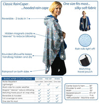 Black with Velvet Swirls Reversible Hooded Rain Cape – Lightweight Women's Wrap