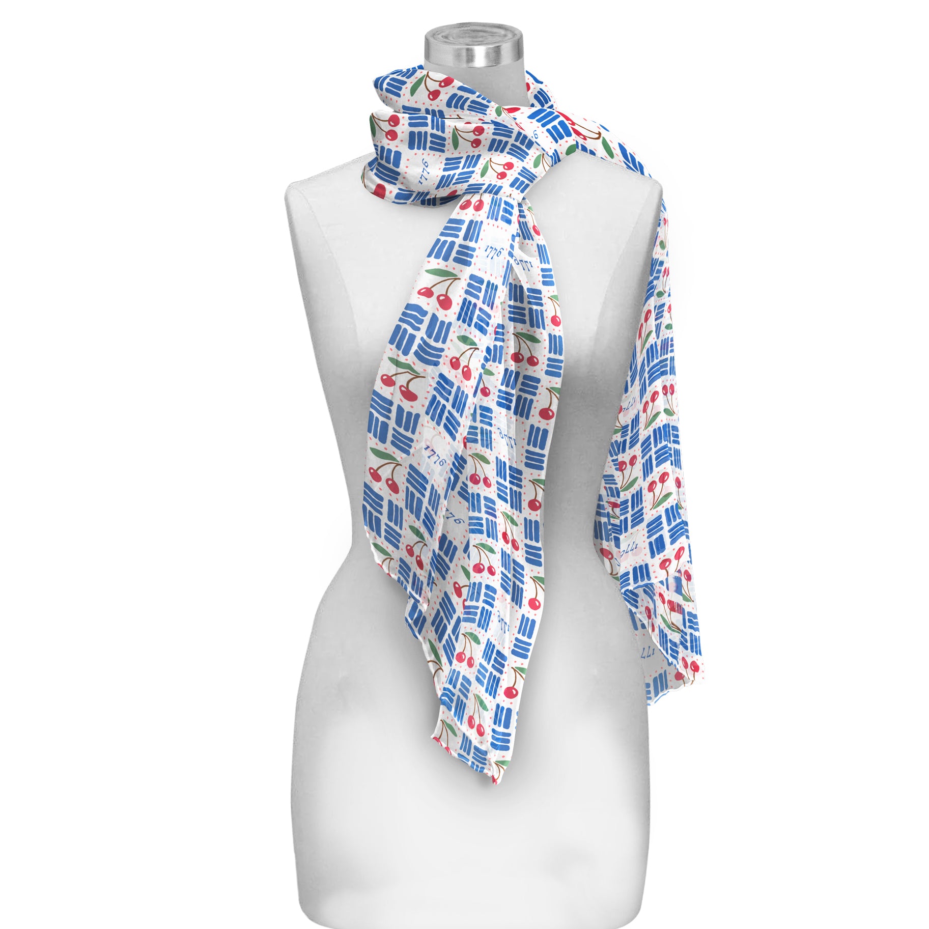 Mary Engelbreit Patriotic Cherries Silky Sheer Scarf