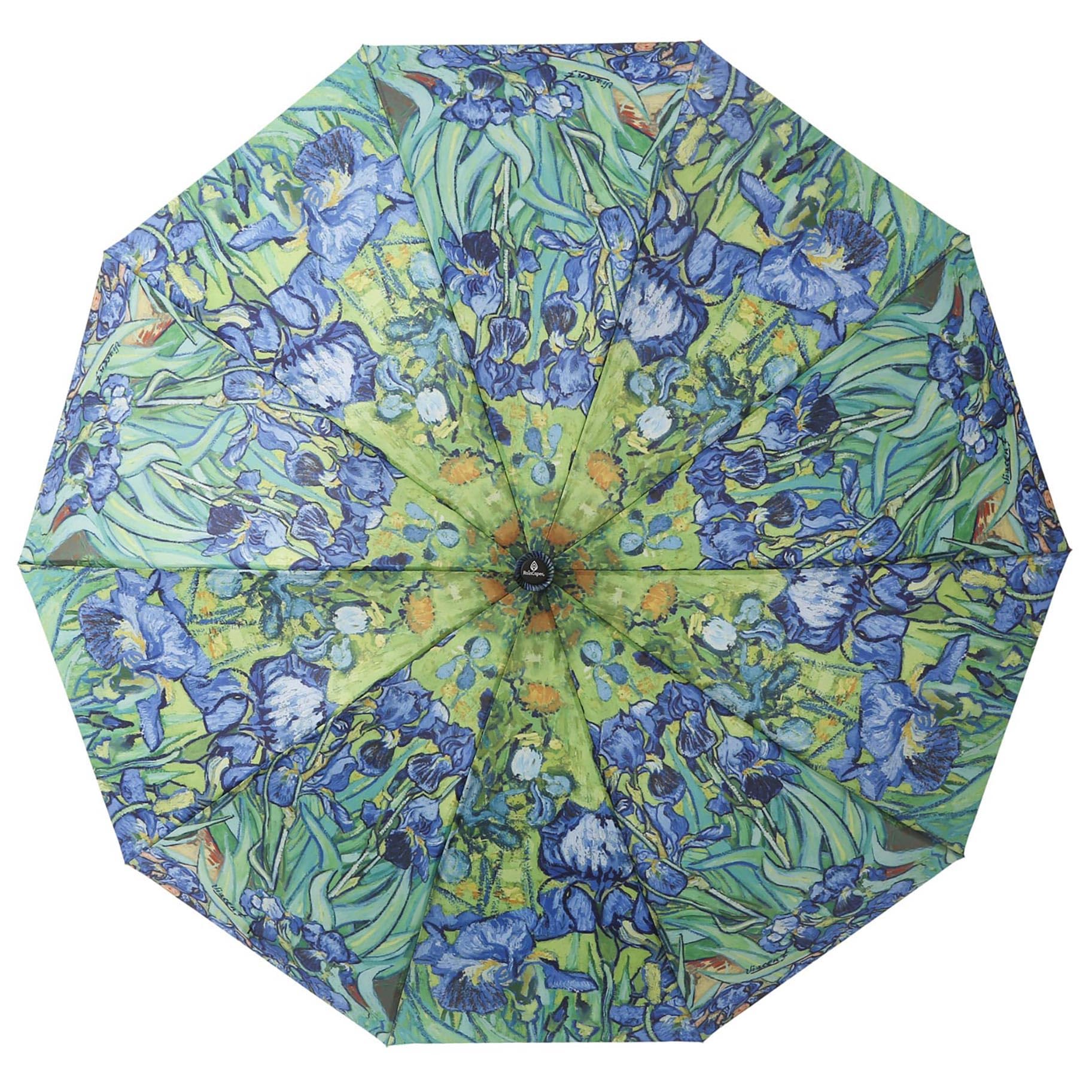 van Gogh Irises Travel Umbrella – Compact, One-Touch Open & Close