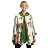North American Wild Birds Reversible Rain Cape Poncho – Lightweight Hooded Wrap for Women