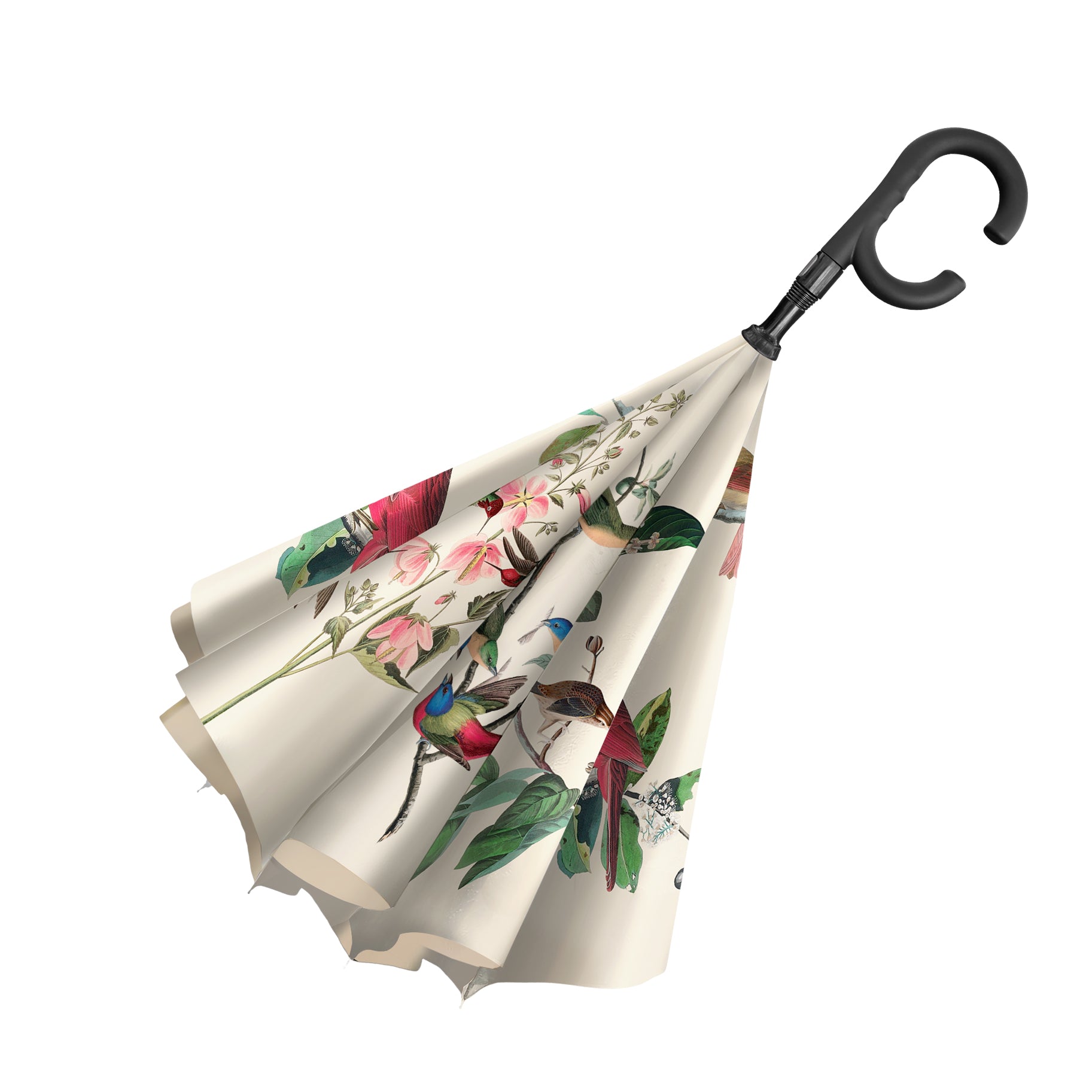North American Wild Birds by Audubon Reverse Inverted Umbrella – Hands-Free, Windproof Design