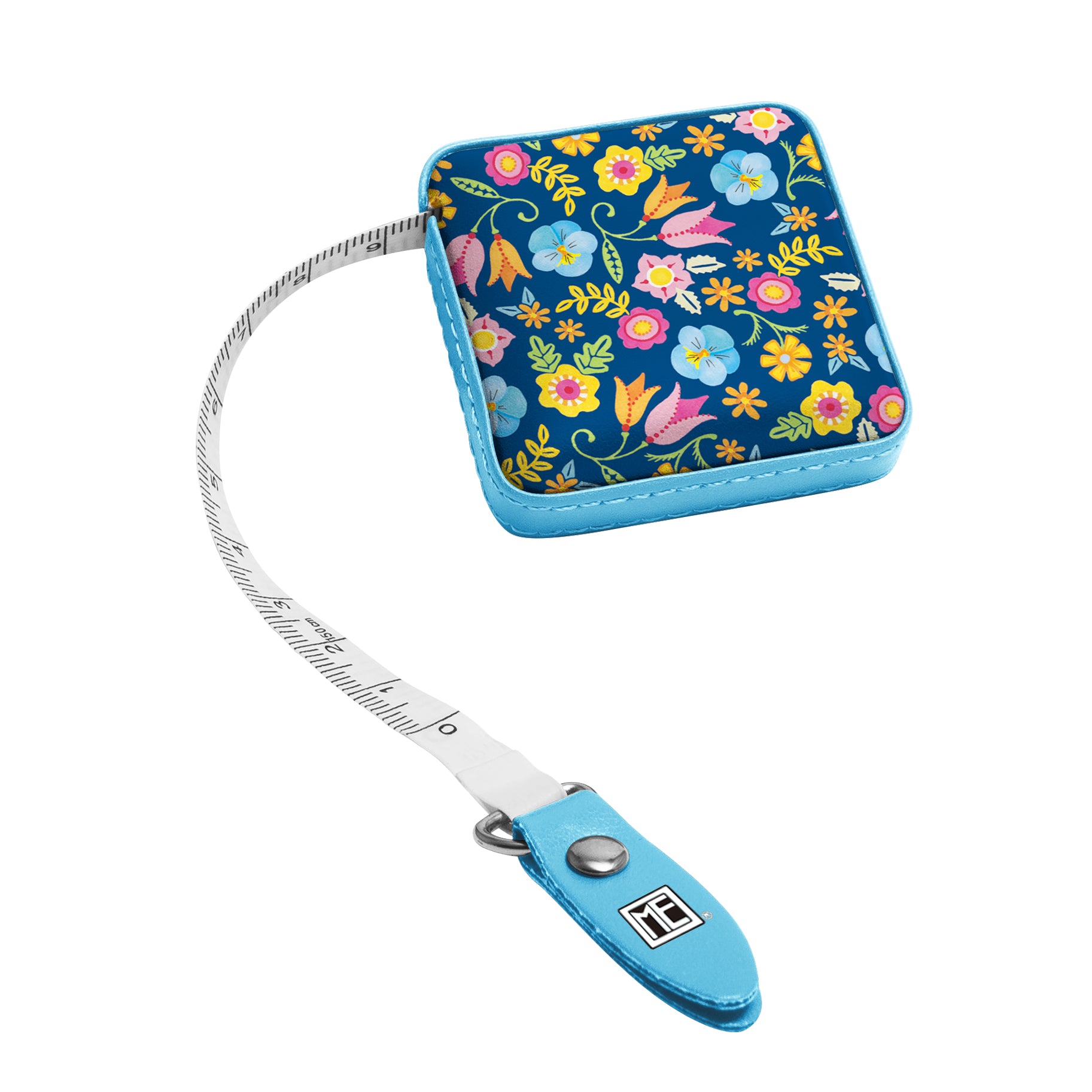 Mary Engelbreit Tropical Flower Toss Compact Retractable Tape Measure - Dual-Sided, 60"/150cm