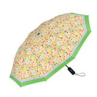 Mary Engelbreit Simple Spring Toss Folding Travel Umbrella - Compact, One-Touch Open & Close