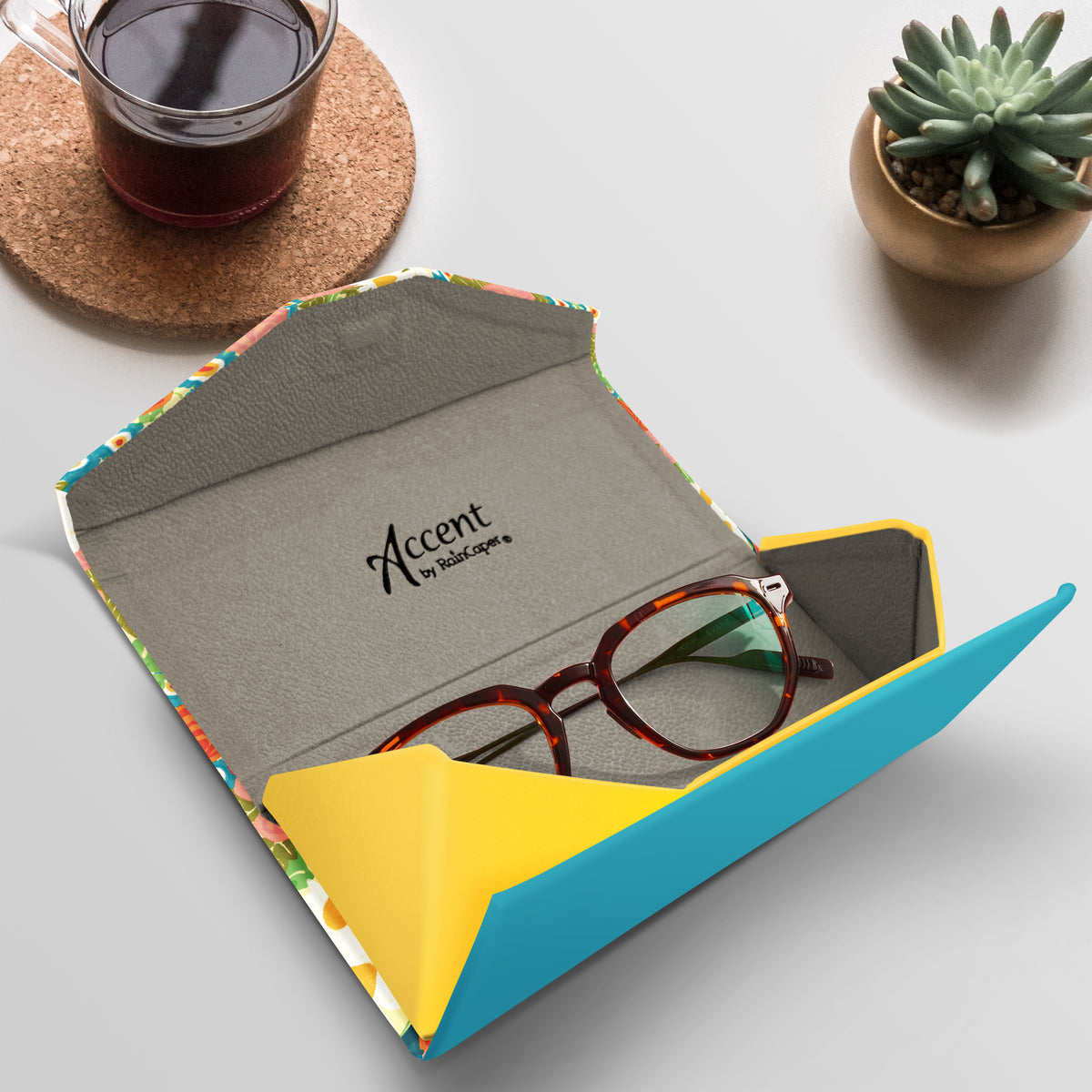 Mary Engelbreit Vintage Calico Folding Glasses Case - Magnetic Closure with Microfiber Cloth