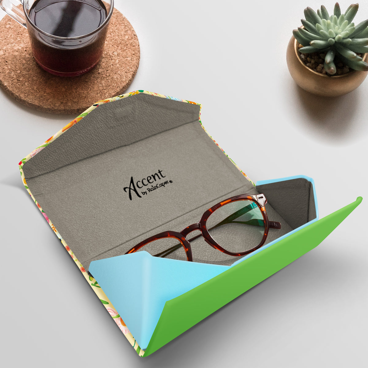 Mary Engelbreit Simple Spring Toss Folding Glasses Case - Magnetic Closure with Microfiber Cloth