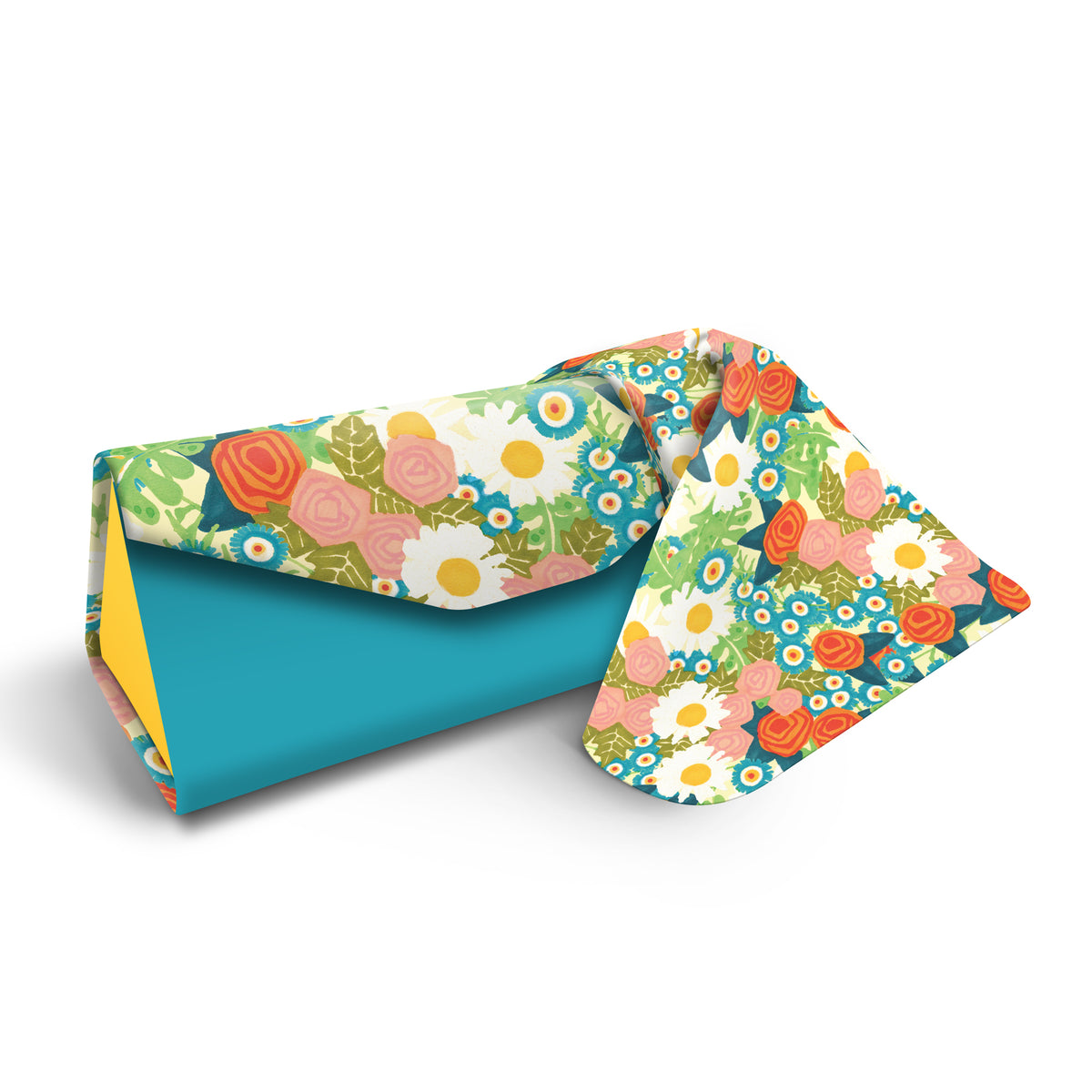 Mary Engelbreit Vintage Calico Folding Glasses Case - Magnetic Closure with Microfiber Cloth
