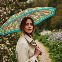Mary Engelbreit Vintage Calico Folding Travel Umbrella - Compact, One-Touch Open & Close